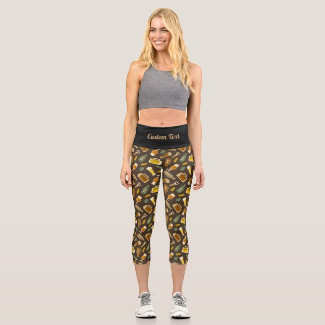 Bier Icons Muster Capri Leggings (Vorderseite)