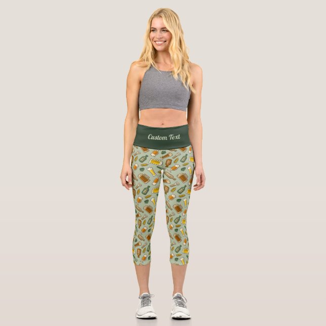Bier Icons Muster Capri Leggings (Vorderseite)