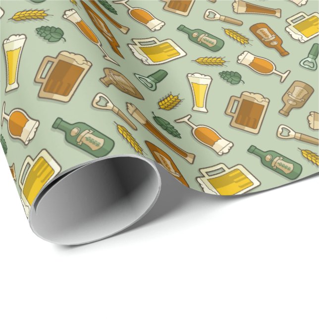 Bier Icons Muster Papier Wrapping Papier Geschenkpapier (Rolleneckpunkt)