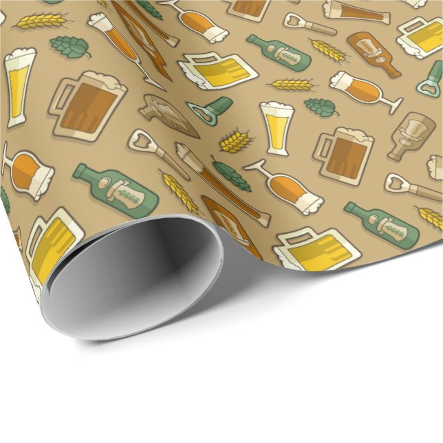 Bier Icons Muster Papier Wrapping Papier Geschenkpapier (Rolleneckpunkt)