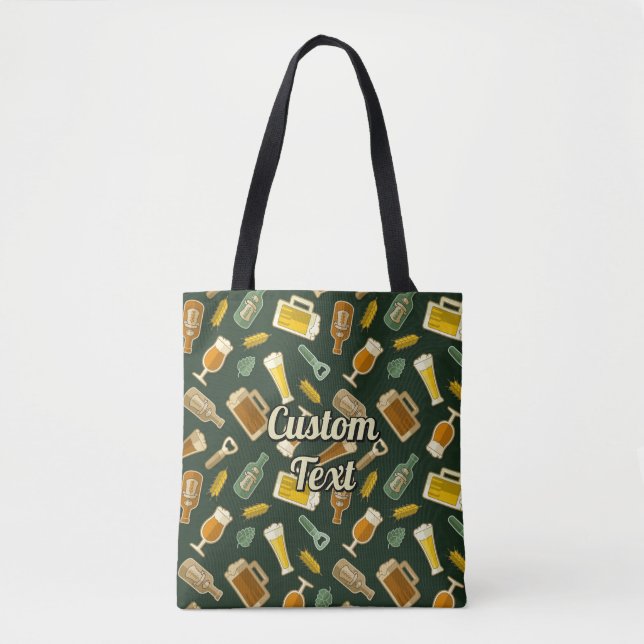 Bier Icons Muster Tote Tasche (Vorderseite)