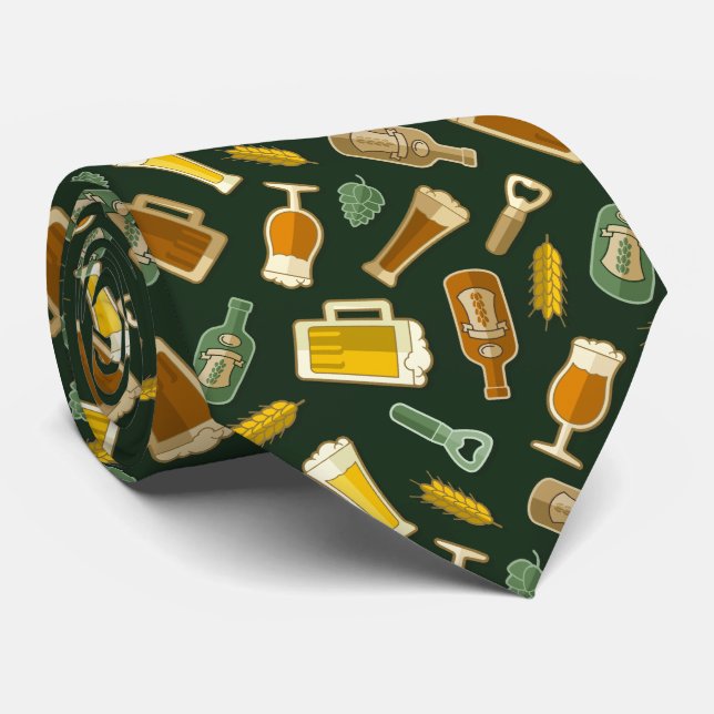 Bier Icons Pattern Neck Tie Krawatte (Gerollt)