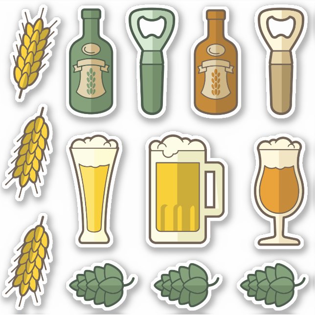 Bier Icons Sticker Set (Vorderseite)