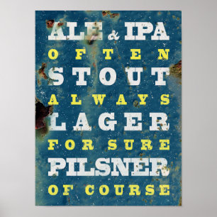 Bier immer. Vintages Bierposter. Bier Poster