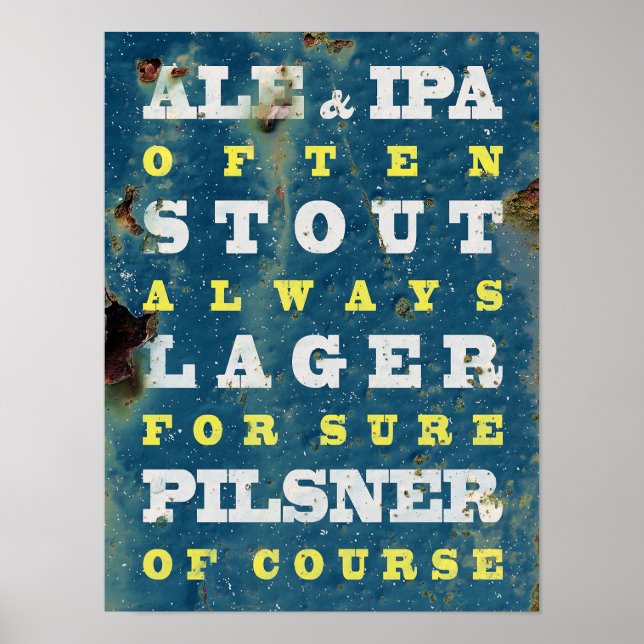 Bier immer. Vintages Bierposter. Bier Poster (Vorne)