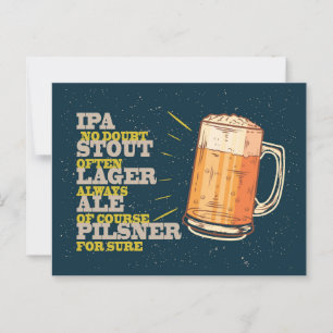 Bier immer. Vintages Bierposter. Bier Postkarte