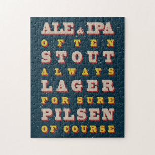 Bier immer. Vintages Bierposter. Bier Puzzle