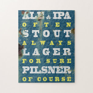 Bier immer. Vintages Bierposter. Bier Puzzle