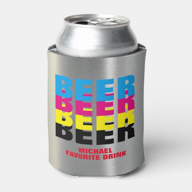 BIER in CMYK-Farben, sein Lieblingsgetränk Dosenkühler (Kanne Vorderseite)