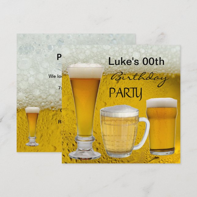 Bier in jedem Alter Geburtstagsparty Drinks Einladung (Vorne/Hinten)