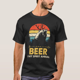 Bier ist mein Geist Tierbär Hirsch Drink Pub Retr T-Shirt