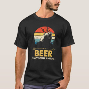 Bier ist mein Geist Tierbär Hirsch Drink Pub Retr T-Shirt