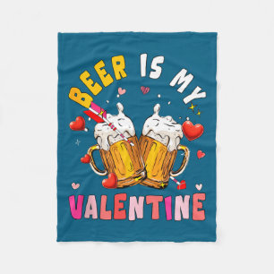 Bier ist mein Valentinstag Herzen passend Trinker Fleecedecke