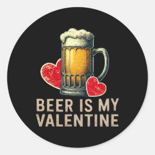 Bier ist mein Valentinstag Vintage-Bierglas Herzen Runder Aufkleber