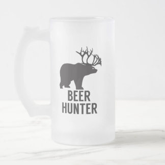 Bier-Jäger-Bärn-liebes Korn-Karibu-lustiger Humor Mattglas Bierglas