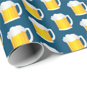 Bier Jug Muster auf blau Geschenkpapier