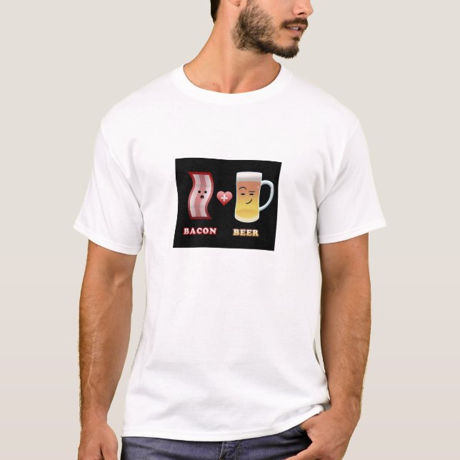 Bier-Karo-heraus Speck (schwarzes bkgd) T-Shirt (Vorderseite)