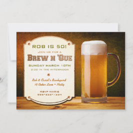 Bier Leather Rivets Brew N'Que Einladung