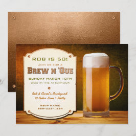 Bier Leather Rivets Brew N'Que Einladung