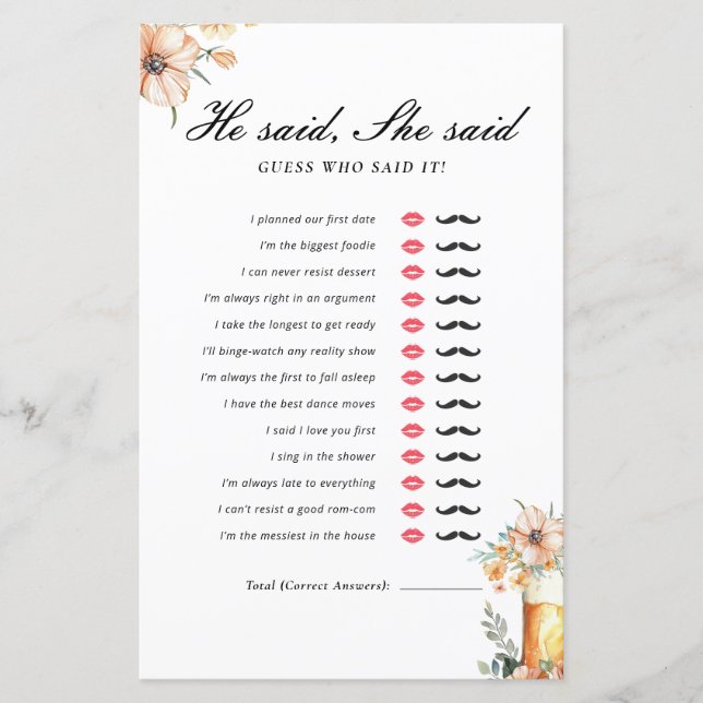 Bier Liebe braut Er sagte, sie sagte Bridal Game (Vorderseite)