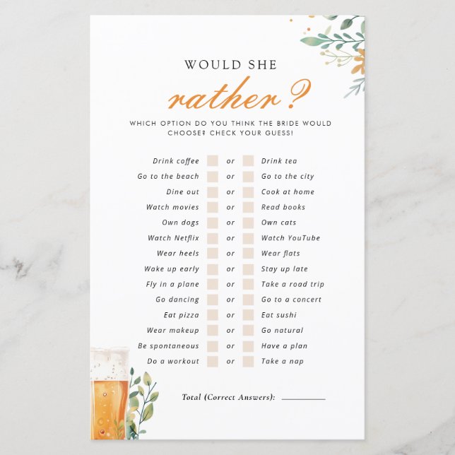 Bier Liebe braut, würde sie eher Bridal Game (Vorderseite)