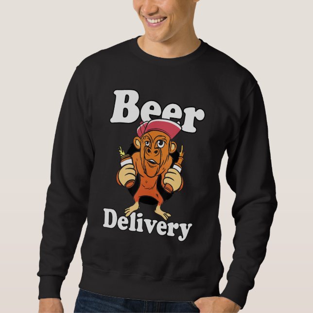 Bier-Lieferung-Trink-Affe-Festival Sweatshirt (Vorderseite)