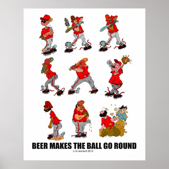"Bier macht die Ball Go Round" Poster (Vorne)