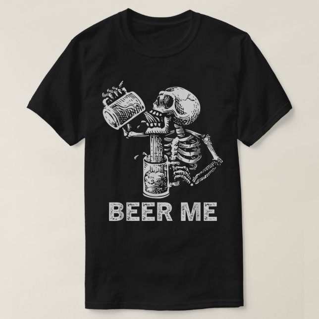 Bier Me Skelett Beängstigende leckere trinken Männ T-Shirt (Design vorne)