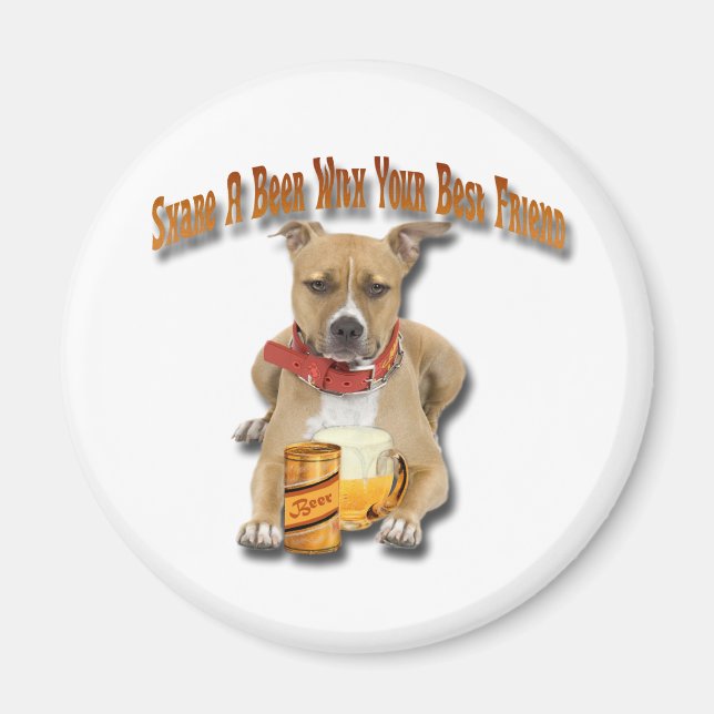 Bier mit American Staffordshire Terrier teilen Magnet (Vorne)