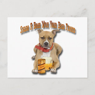 Bier mit American Staffordshire Terrier teilen Postkarte