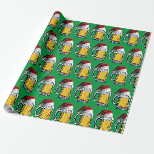 Bier mit Santa Claus Hut zu Weihnachten Geschenkpapier