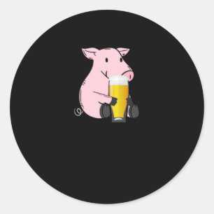 Bier mit Schwein Runder Aufkleber