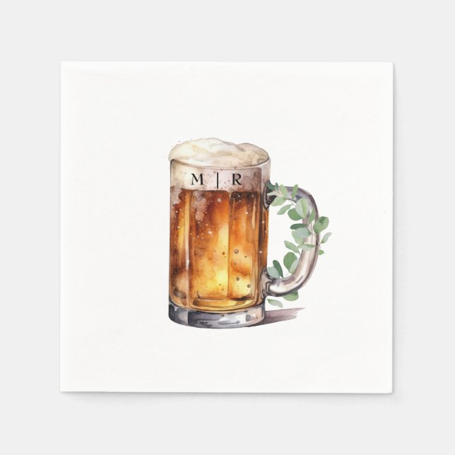 Bier-Monogramm-Party Serviette (Vorderseite)