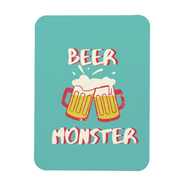 Bier Monster Magnet mit Aquamarine Hintergrund (Vertikal)