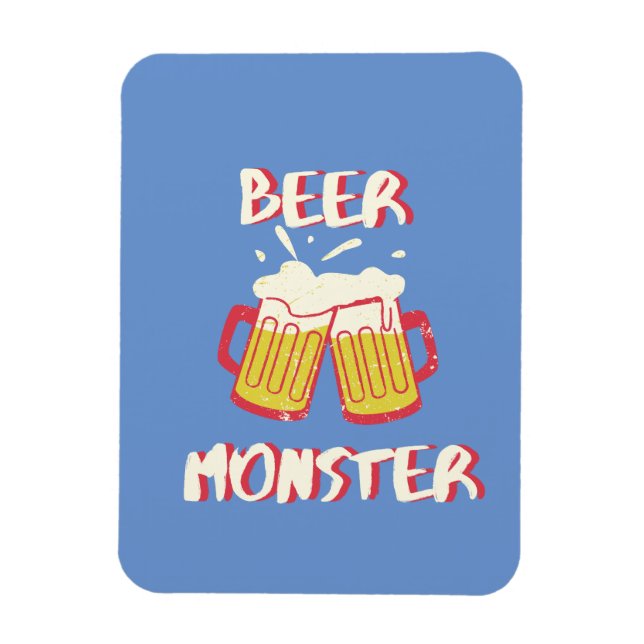 Bier Monster Magnet mit blauem Hintergrund (Vertikal)