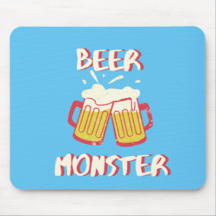 Bier-Monster-Mauspad Blauer Hintergrund Mousepad