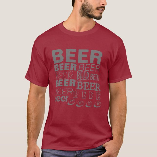 BIER! Multi-Text Grau T-Shirt (Vorderseite)