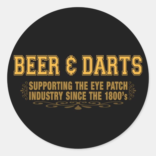 Bier N Darts Runder Aufkleber (Vorderseite)