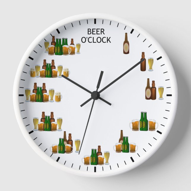 Bier O'clock Funny Beer Lovers Uhr (Vorderseite)