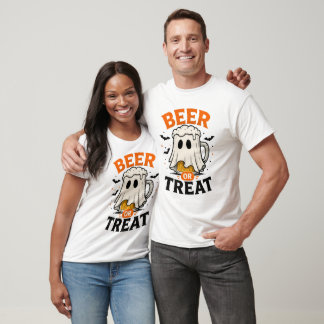 Bier oder Treat Ghost Mug T-Shirt | Halloween Bier