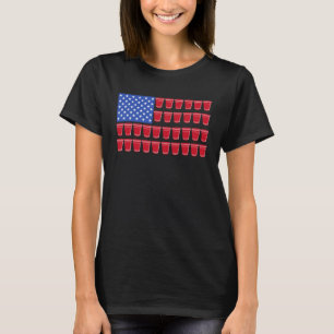 Bier Pong Drink American Flag Red Solo Cups T-Shirt