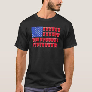 Bier Pong Drink American Flag Red Solo Cups T-Shirt