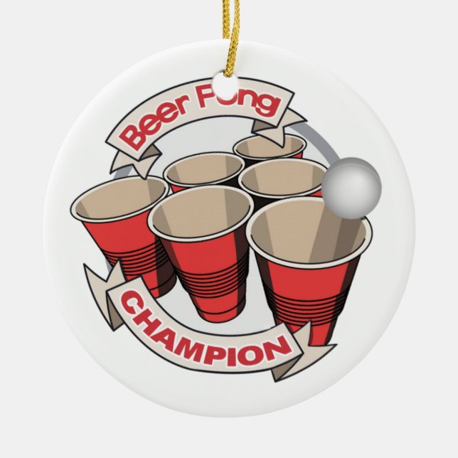 Bier Pong Meisterpreis Keramik Ornament (Vorne)