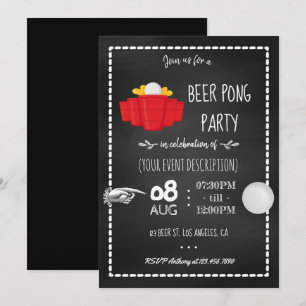 Bier Pong Party-Feier Kreidetafel Einladung