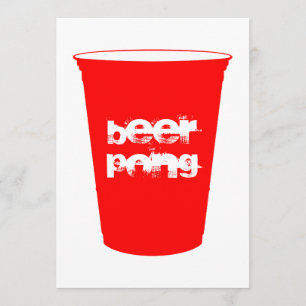 Bier pong: rote Partyschale Einladung