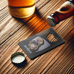 Bier Power auf! Funny Cartoon Sloth Playing Games Geldbeutel Flaschenöffner
