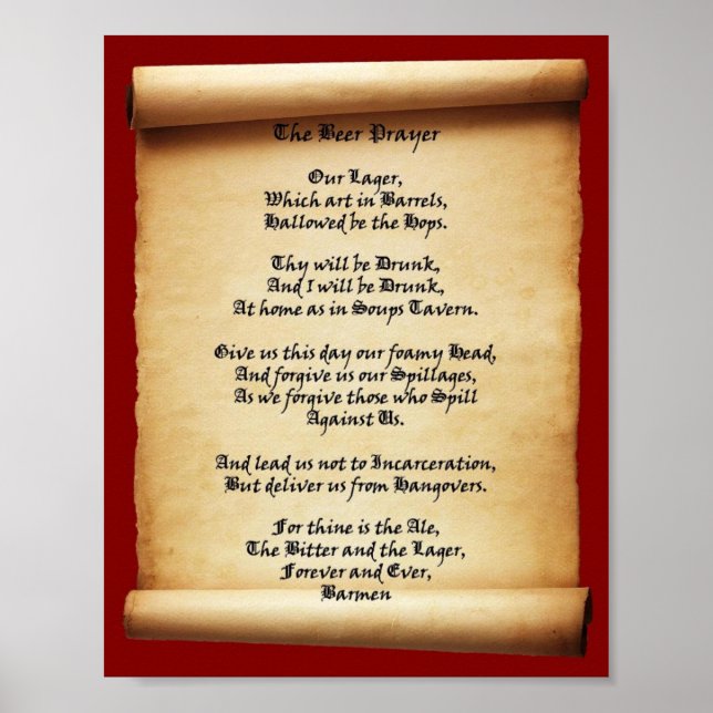 Bier Prayer Soups Tavern Poster (Vorne)