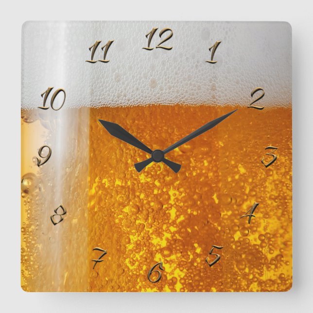 Bier Quadratische Wanduhr (Vorderseite)