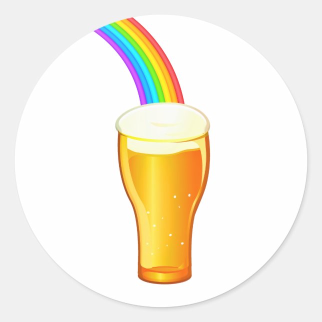 Bier Rainbow Runder Aufkleber (Vorderseite)