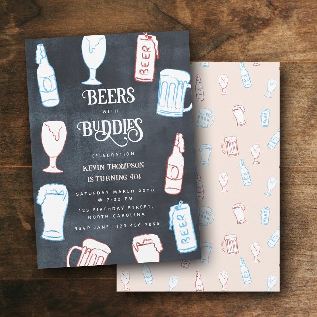 Bier Rustikale Handgezeichnete Lustige Bier-Geburt Einladung (Beers Rustic Hand Drawn Funny Beer Birthday Invitation)